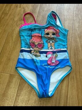 L.O.L. Surprise! Turquoise & Pink Girls' One-Piece Swimsuit with Doll Graphics